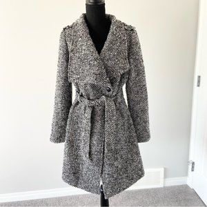 Guess Tweed Belted Pea Coat